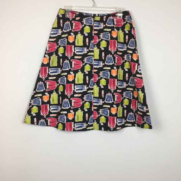 Vintage Valerie Stevens Graphic Skirt Sz 8P Black Multi Neon A-line Wardrobe Art - Picture 5 of 8